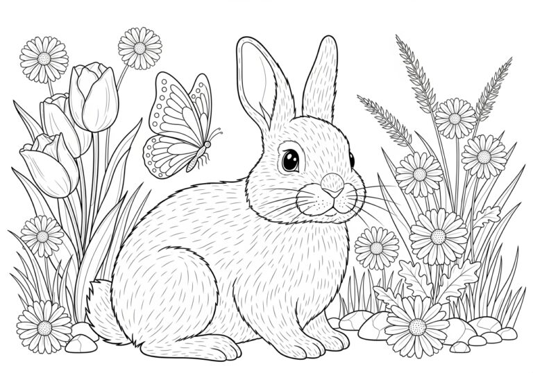 Detailed Bunny Coloring Page to Print Out and Color