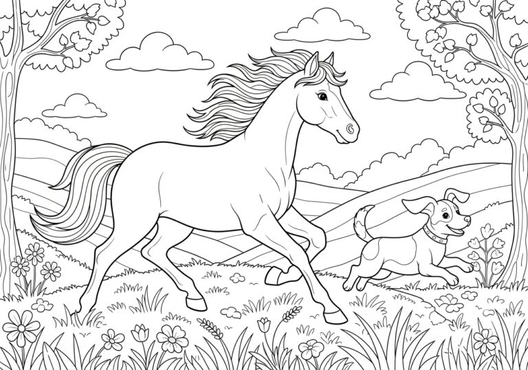 Dog and Horse Coloring Pages: Printable Fun for Kids