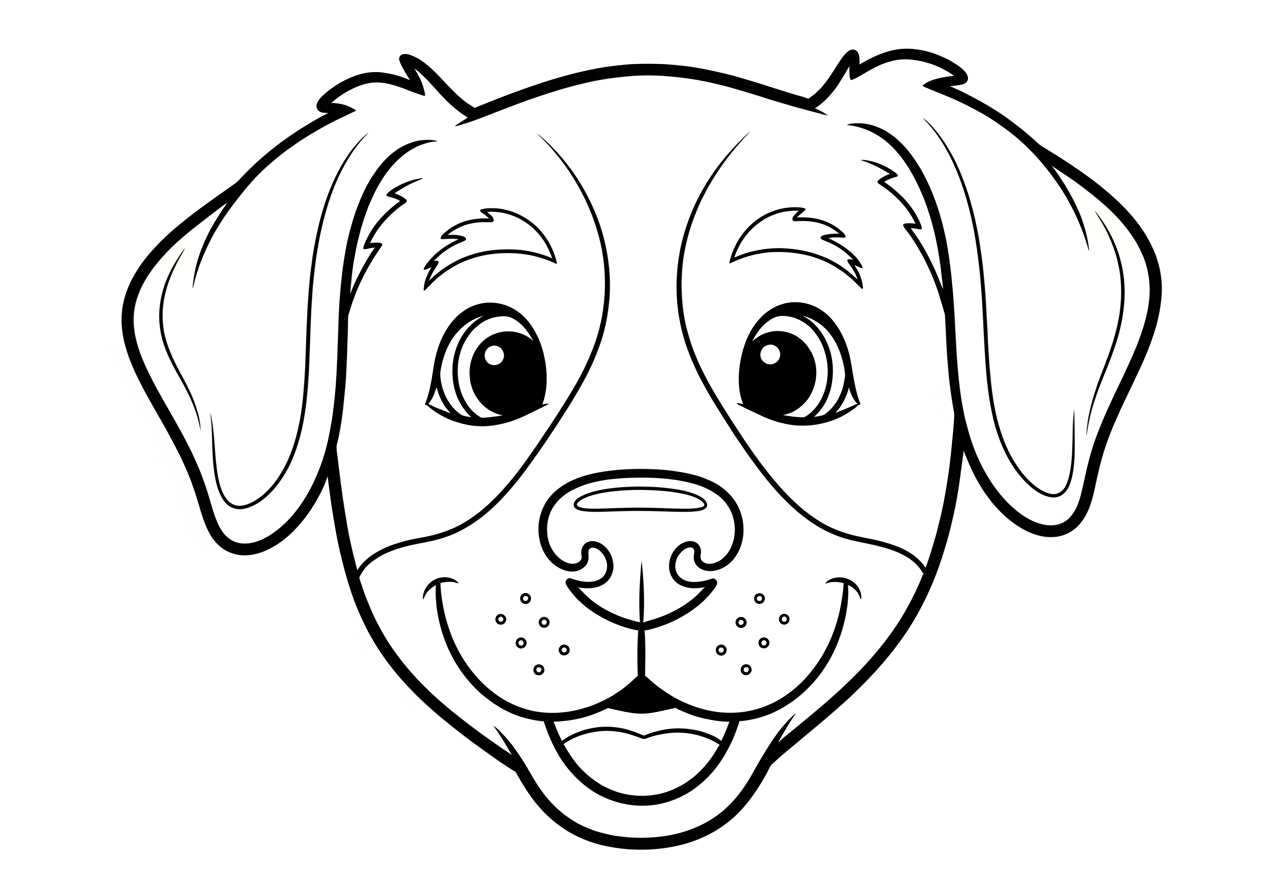 Cute Dog Face Coloring Page For Kids Fun Easy Printable