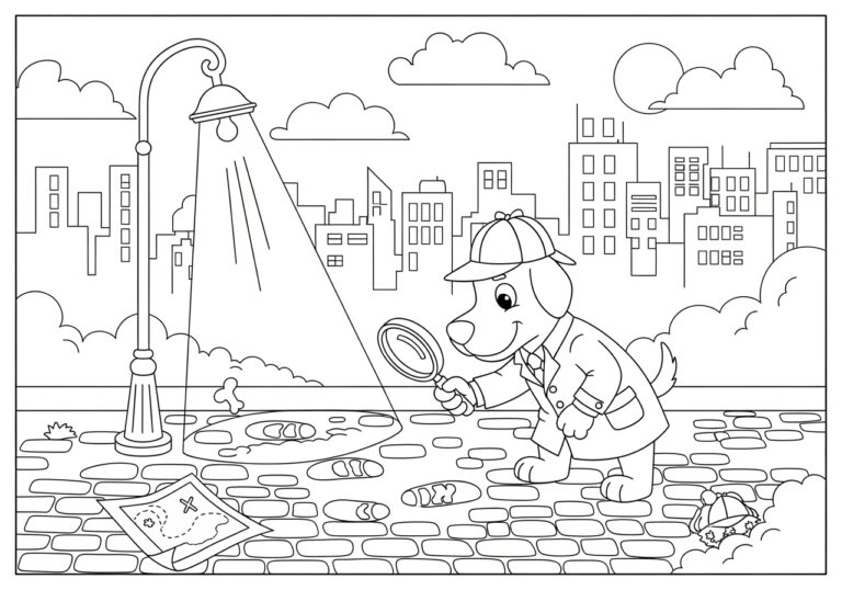 Dog Man Detective Mystery Coloring Page