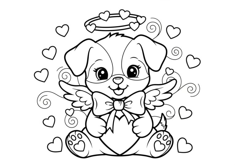 Adorable Dog Valentine Coloring Pages for Kids