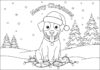 Dog with Santa Hat Coloring Page