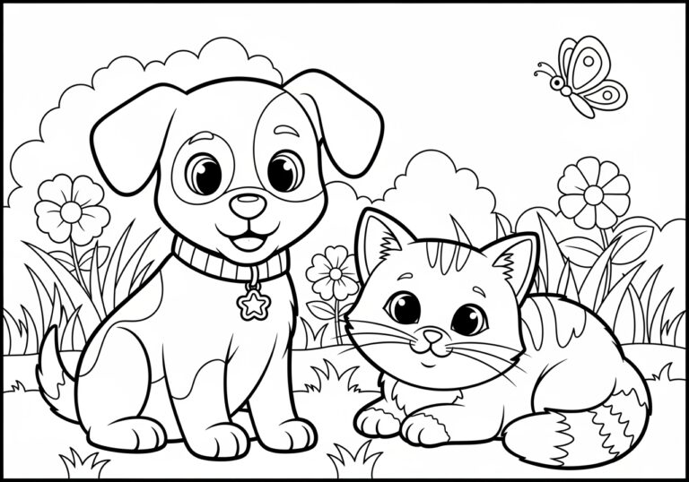 Delightful Dogs and Cats Colouring Pages for Creative Fun