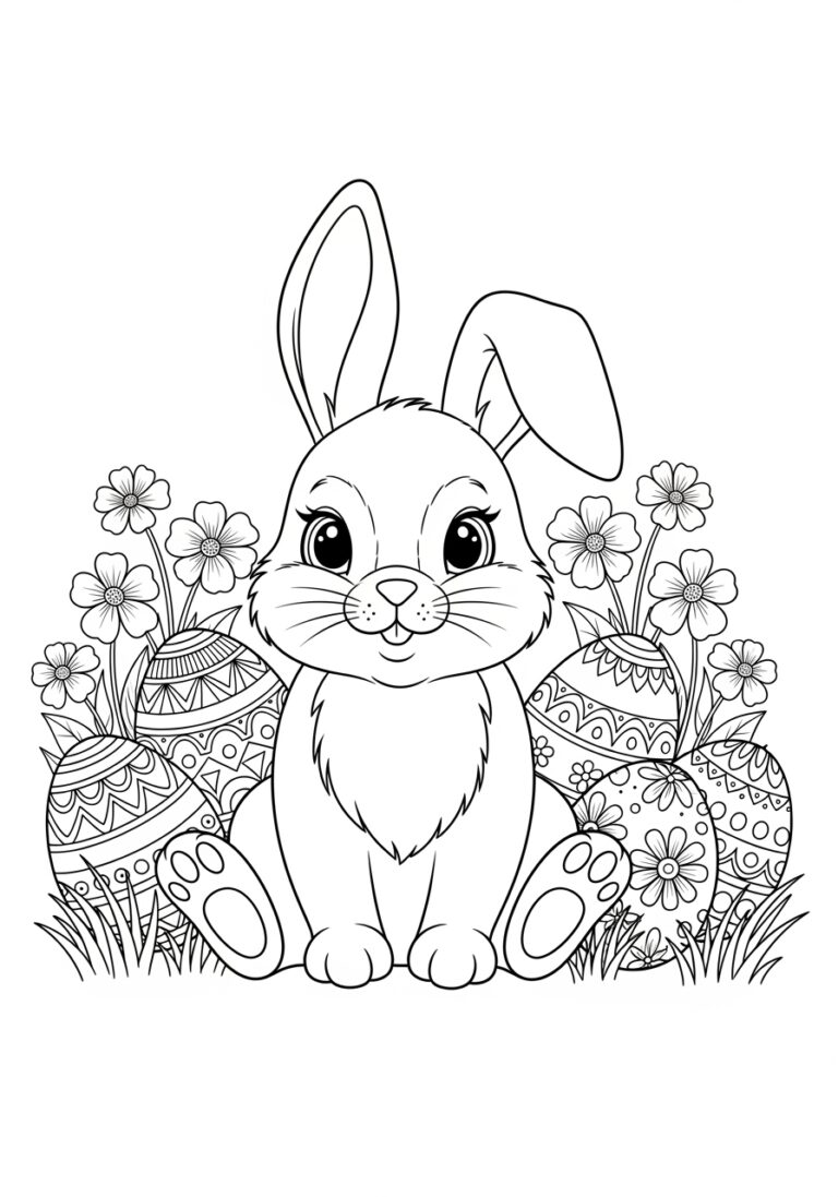 Easter Rabbit Coloring Page to Print Out and Color