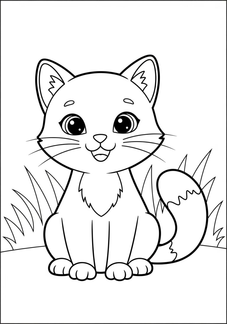 Easy Cat Coloring Page