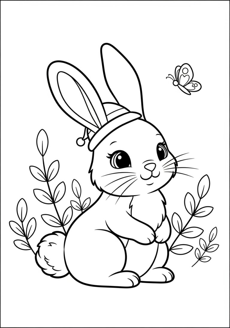 Easy Cute Bunny Coloring Page