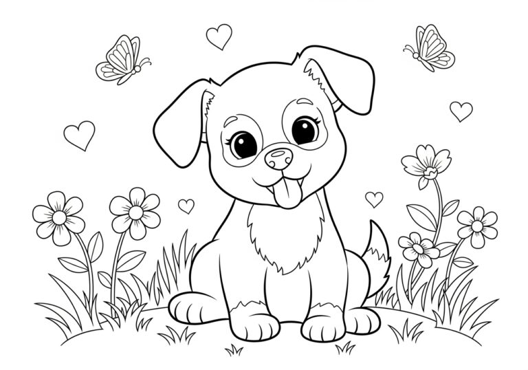 Easy Cute Puppy Coloring Pages for Kids