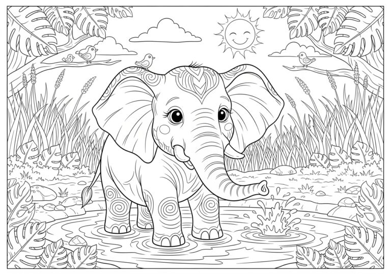 Elephant Coloring Page: Fun and Educational Printables Elephant Coloring Page: Fun and Educational Printables