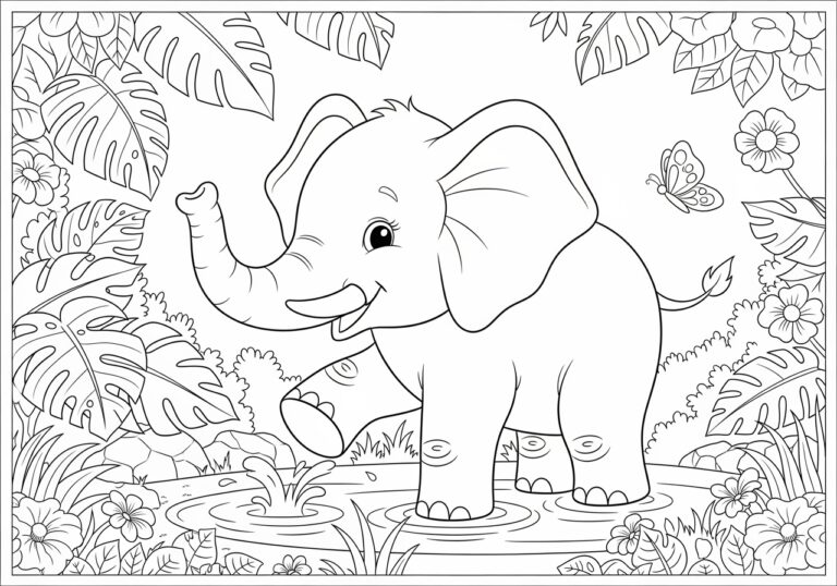 Fun and Creative Elephant Coloring Page for Kids