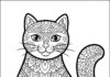 Fancy Cat Coloring Page to Print Out and Color