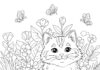 Fluffy Cat Coloring Page to Print and Color