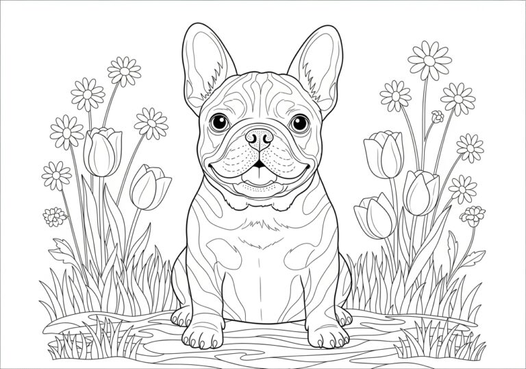 Frenchie Dog Coloring Page for Kids
