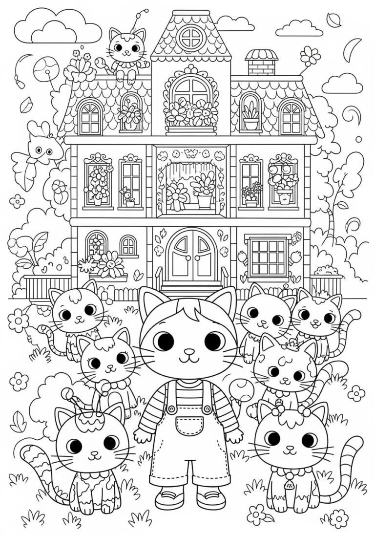 Gabby Cat Dollhouse Coloring Page Printable Fun Gabby Cat Dollhouse Coloring Page Printable Fun