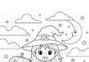 Halloween Witch Coloring Page for Kindergarten