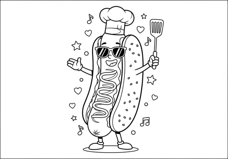 Hot Dog Coloring Page: Fun Printable for Kids Hot Dog Coloring Page: Fun Printable for Kids
