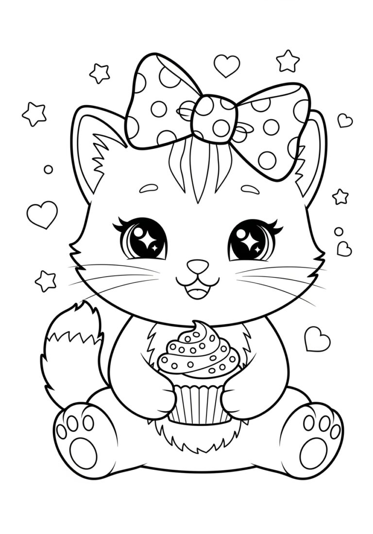 Kawaii Kitten Coloring Page Kawaii Kitten Coloring Page