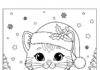 Kitty Cat Christmas Coloring Page