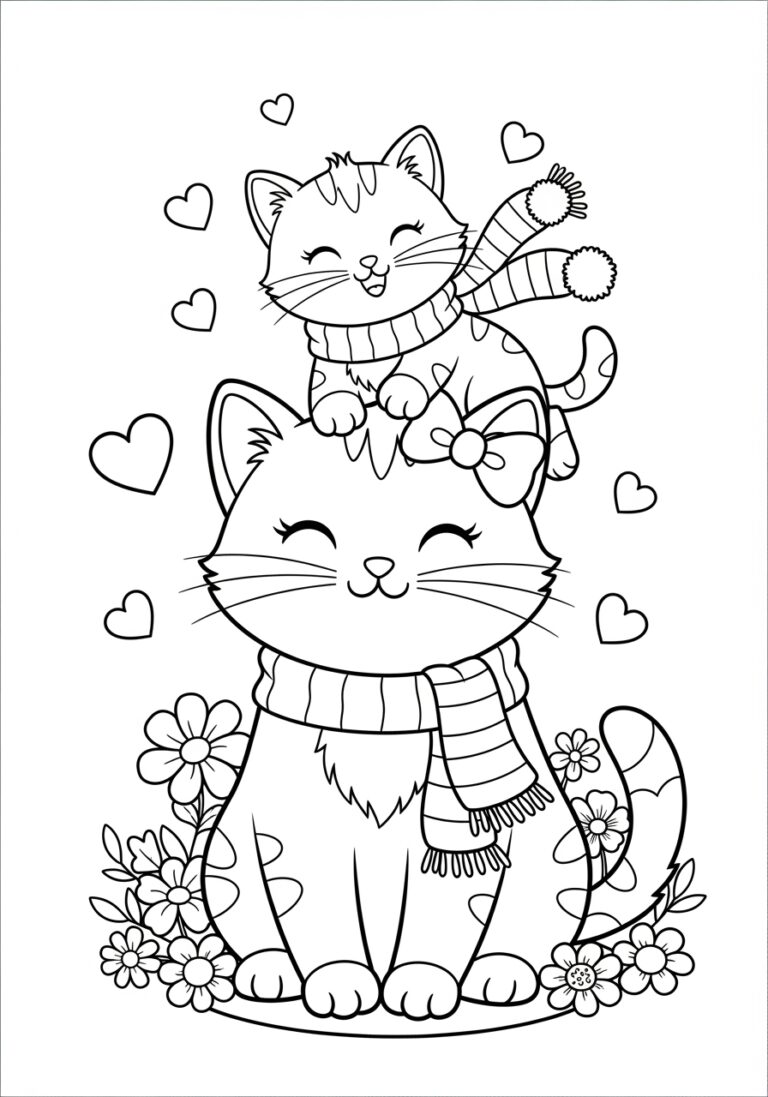 Kitty Cat Coloring Page to Print Out and Color