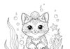 Kitty Mermaid Coloring Page to Print Out and Color