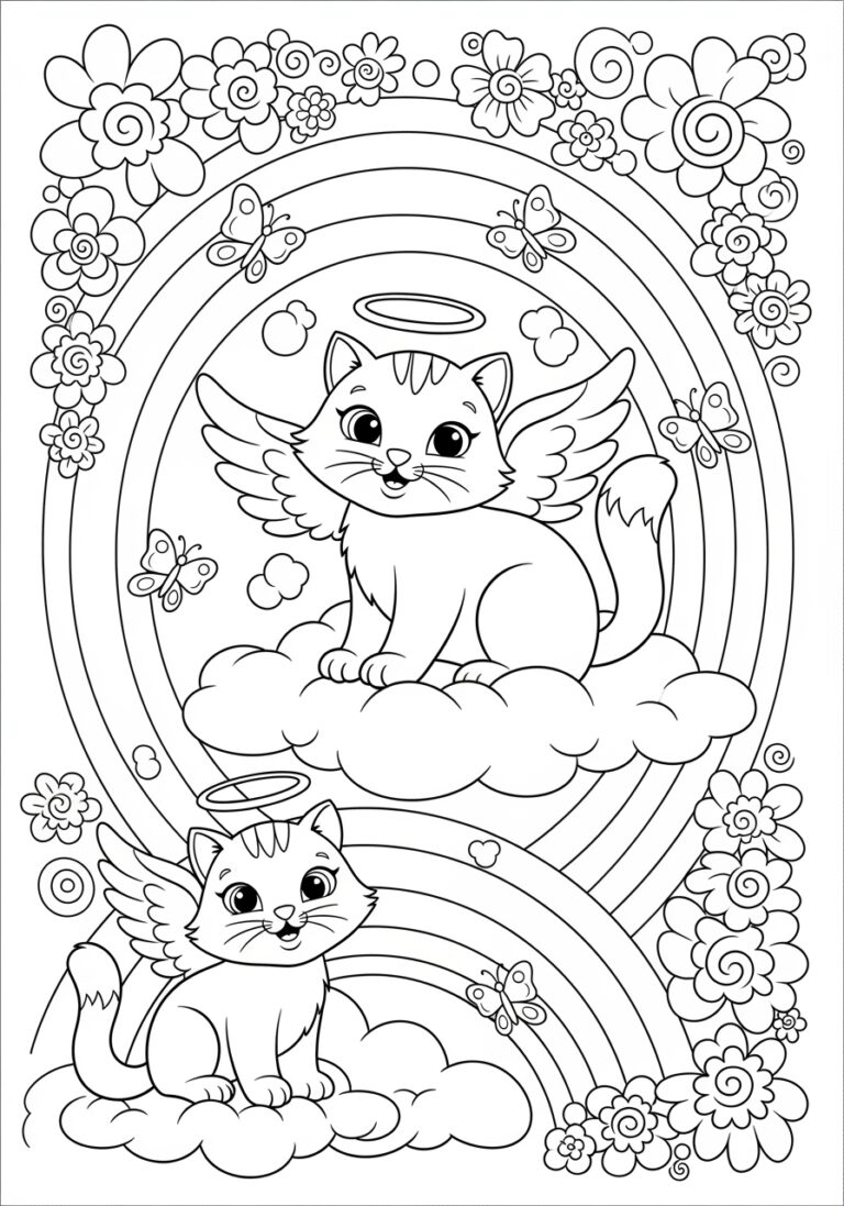 Lisa Frank Cat Coloring Page to Print Out and Color
