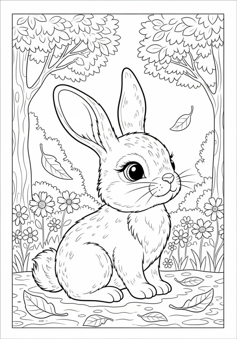Little Bunny Coloring Page to Print Out and Color