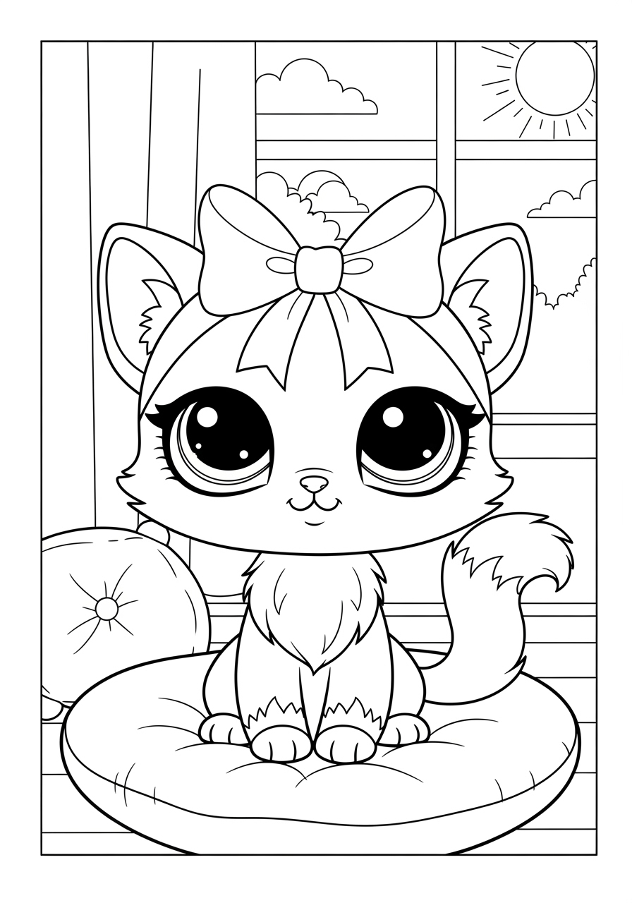 LPS Cat Coloring Page Free Printable Kanggo Bocah bocah LPS Cat Coloring Page Free Printable Kanggo Bocah bocah
