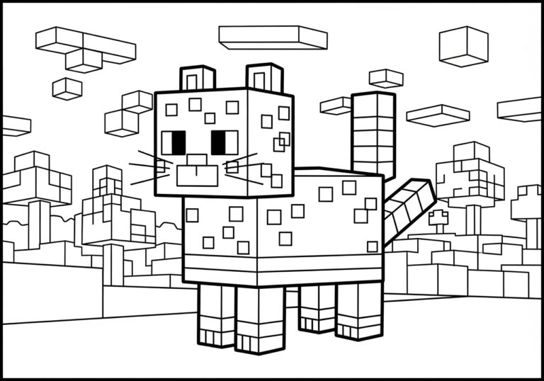 Minecraft Cat Coloring Page to Print and Color Minecraft Cat Coloring Page to Print and Color