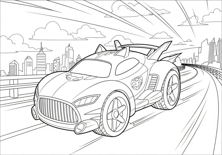 PJ Masks Cat Car Coloring Page