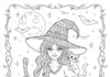 Pretty Witch Coloring Page to Print Out and Color