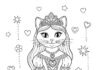 Princess Cat Coloring Page to Print Out and Color