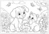 Puppy and Cat Coloring Page