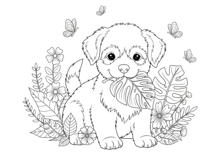 Puppy Coloring Pages for Adults