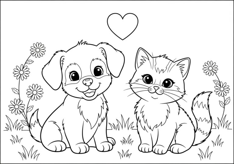 Puppy Kitten Coloring Pages Free Printable Fun Puppy Kitten Coloring Pages Free Printable Fun