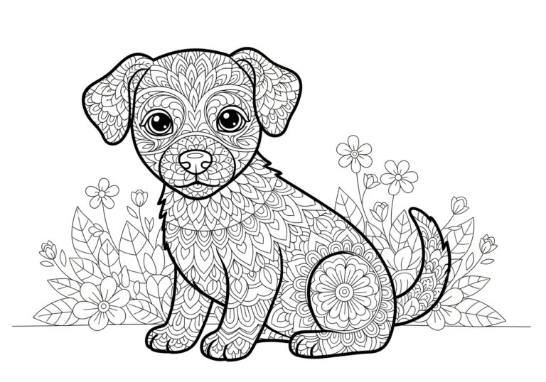 Printable Puppy Mandala Coloring Pages for Kids and Adults