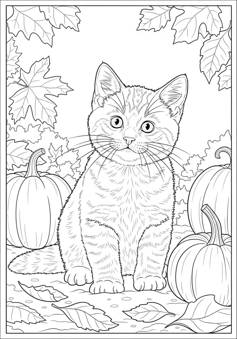 Real Kitten Coloring Page