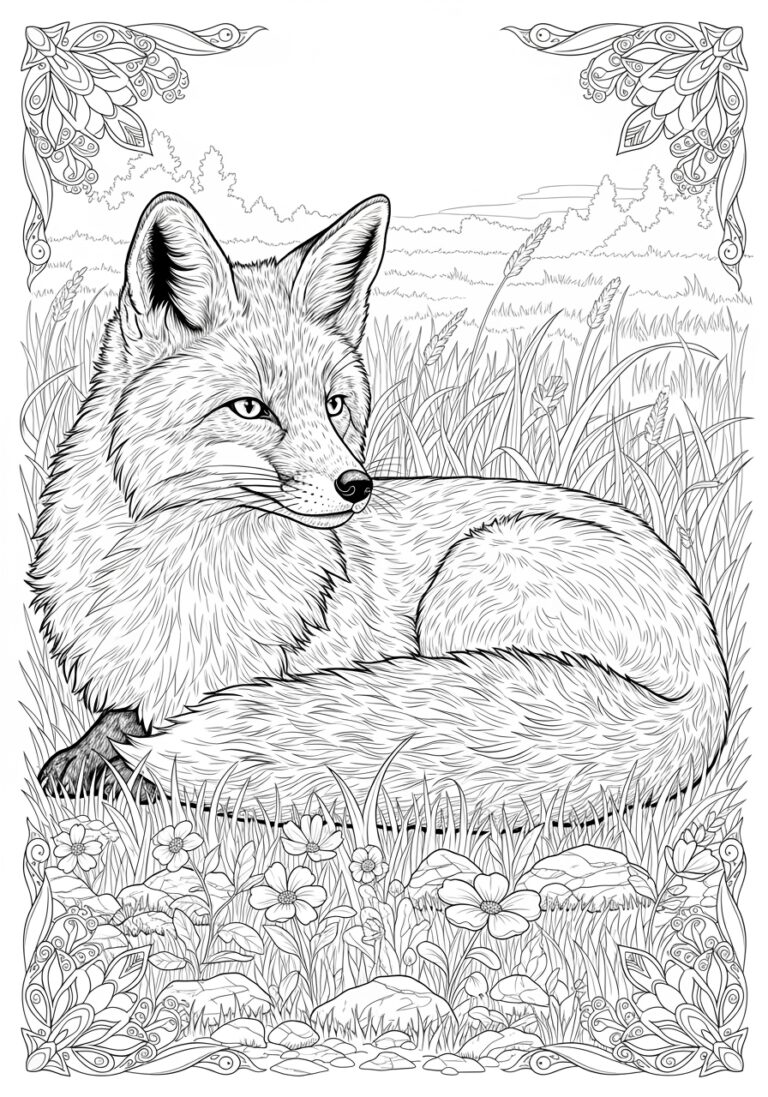 Realistic Fox to Color