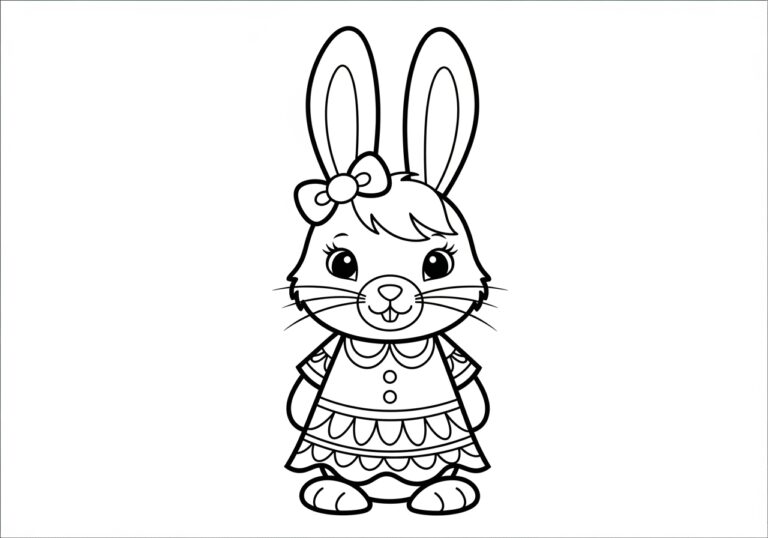 Rebecca Rabbit Coloring Page to Print Out and Color