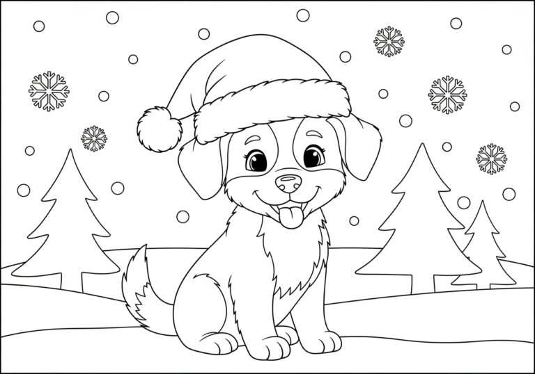 Santa Puppy Coloring Pages: Festive Fun for Kids
