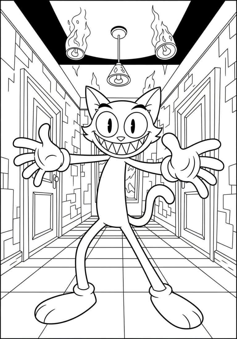 Scary Cartoon Cat Coloring Page Printable Scary Cartoon Cat Coloring Page Printable