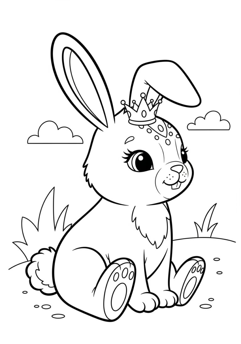 Simple Bunny Coloring Page to Print Out and Color