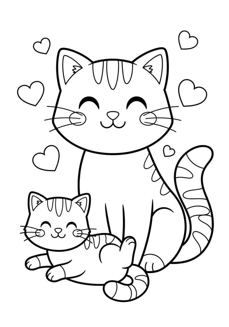 Simple Cat Coloring Page to Print and Color Simple Cat Coloring Page to Print and Color