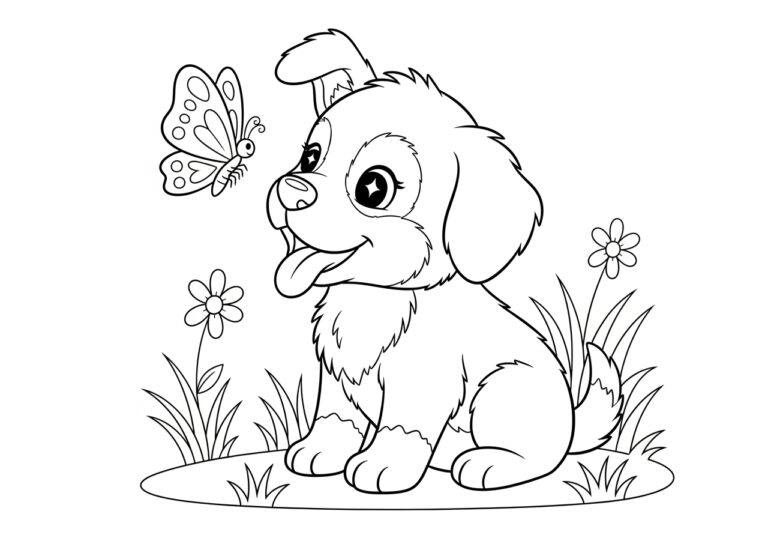Simple Puppy Coloring Pages for Kids