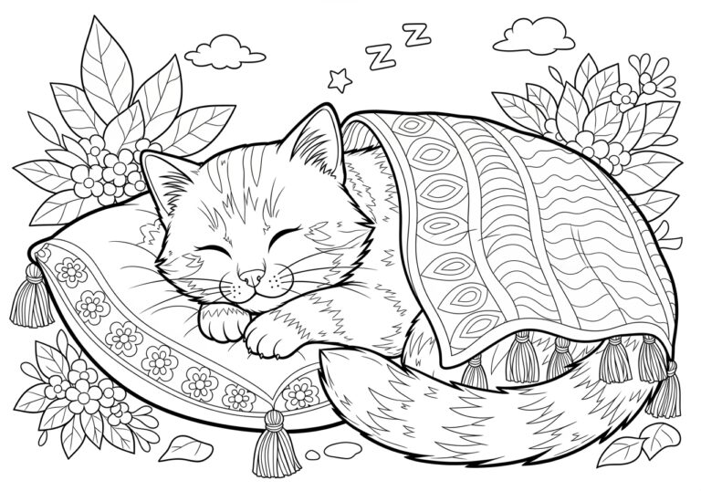 Sleeping Cat Coloring Page Sleeping Cat Coloring Page