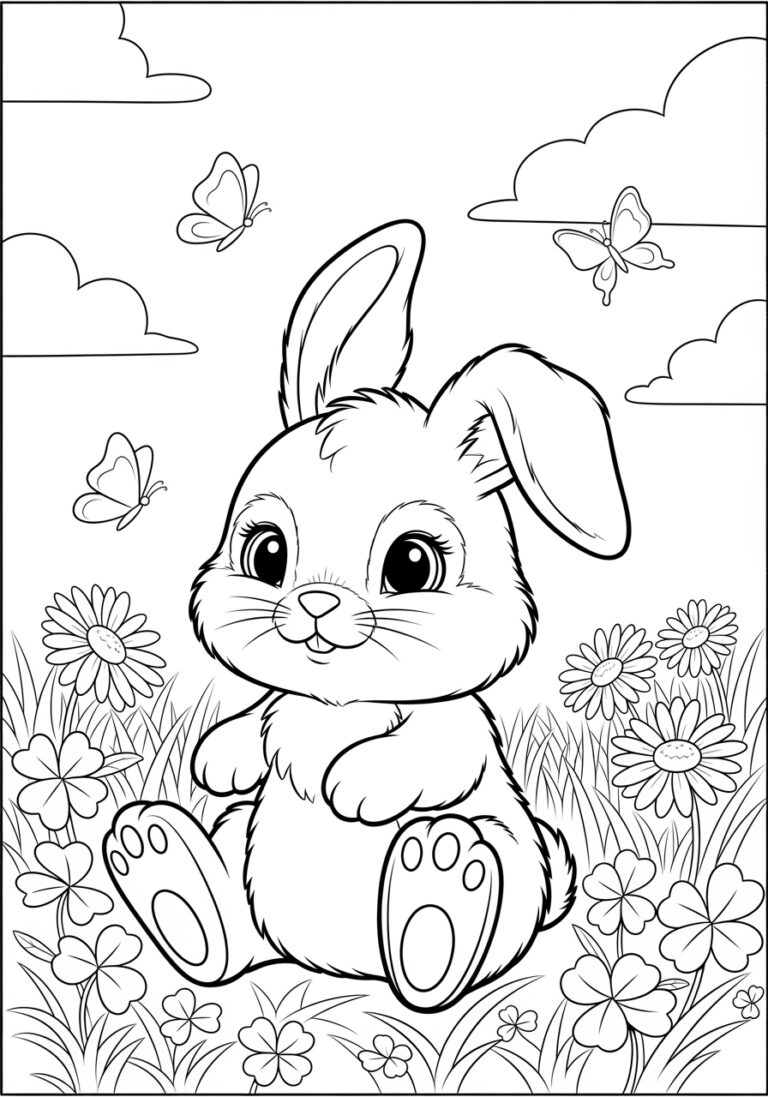 Small Bunny Coloring Page to Print and Color
