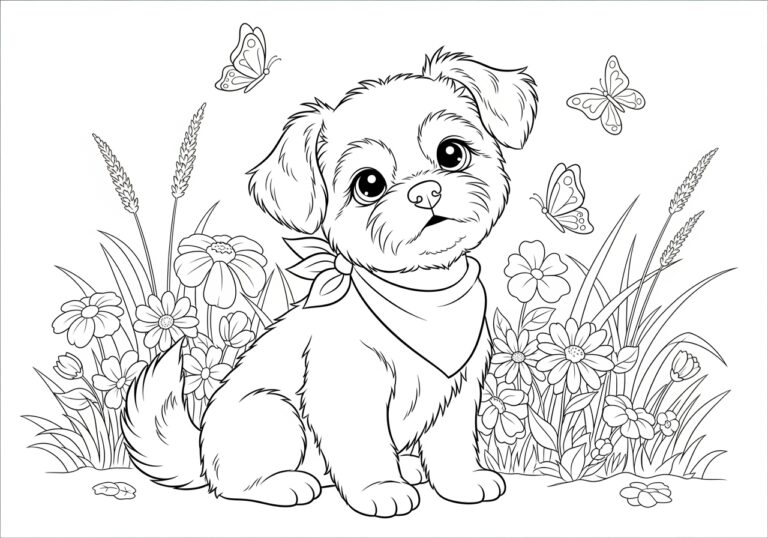 Small Dog Coloring Page: Fun and Cute for Kids