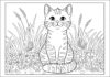 Striped Cat Coloring Page to Print Out and Color