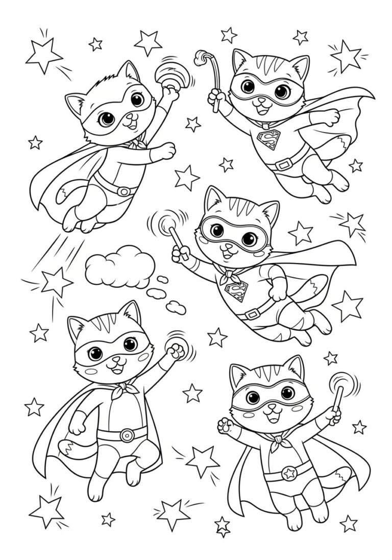Super Kitties Coloring Page Printable Fun for Kids Super Kitties Coloring Page Printable Fun for Kids