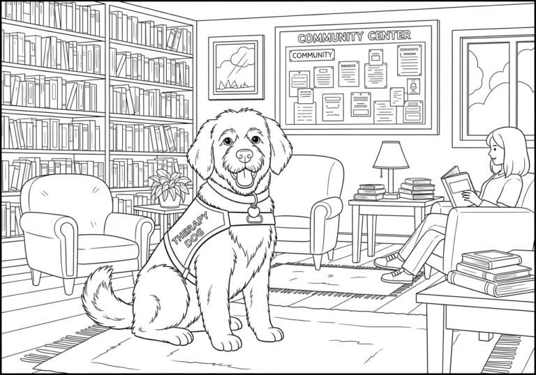 Therapy Dog Coloring Pages for Kids