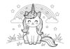 Unicorn Cat Colouring In Page to Print Out and Color