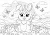 Unicorn Rabbit Picture to Print Out and Color